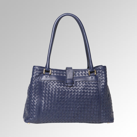 WOVEN NAPPA TRIPLE COMPARTMENT TOTE BAG