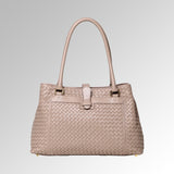 WOVEN NAPPA TRIPLE COMPARTMENT TOTE BAG