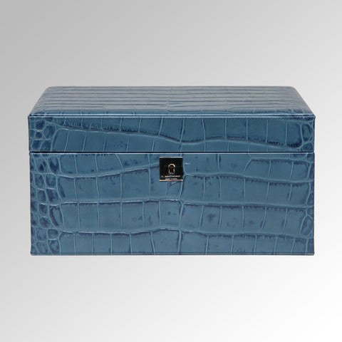 ALLIGATOR CALF LEATHER TWO TRAY JEWELRY BOX