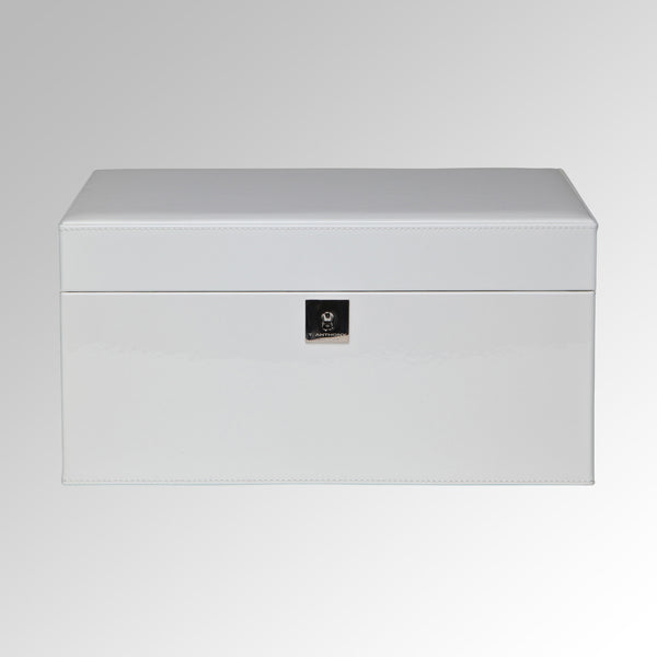 PATENT LEATHER TWO TRAY JEWELRY BOX